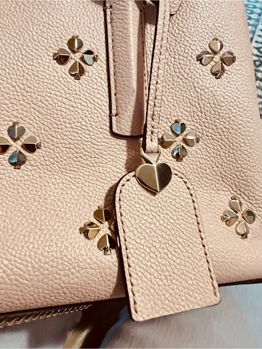 kate spade Blush Pink Margaux Leather Satchel with Gold Chain